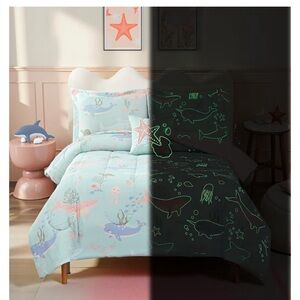 kaleido new full size glow in the dark ocean girls bedding set